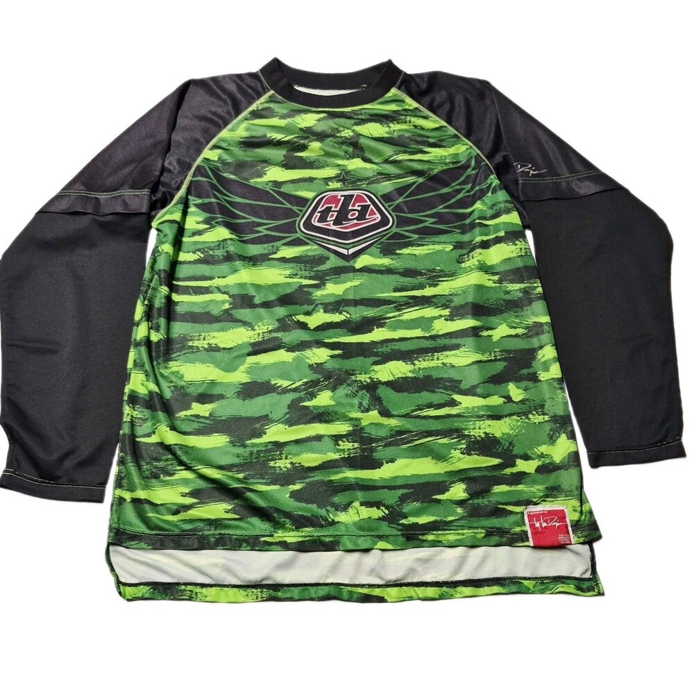 Vintage Troy Lee Designs Moto Jersey Camo L Y2K Motocross BMX Mountain Bike TLD